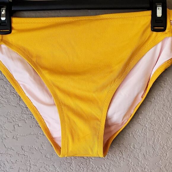 Shade & Shore Yellow Ribbed Hipster‎ Bikini Bottom Size Xlarge New - Picture 1 of 2